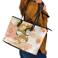Japanese Kawaii Sushi Leather Tote Bag Peach Wagara Palaka This Is How I Roll LT9 - Polynesian Pride