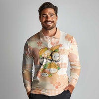 Personalized Japanese Kawaii Sushi Long Sleeve Polo Shirt Peach Wagara Palaka This Is How I Roll LT9 - Polynesian Pride