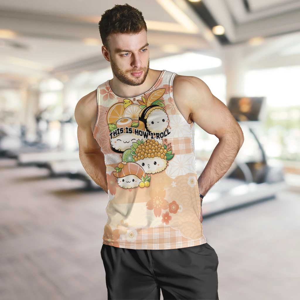 Personalized Japanese Kawaii Sushi Men Tank Top Peach Wagara Palaka This Is How I Roll LT9 Peach - Polynesian Pride