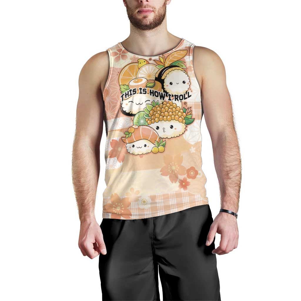 Personalized Japanese Kawaii Sushi Men Tank Top Peach Wagara Palaka This Is How I Roll LT9 - Polynesian Pride