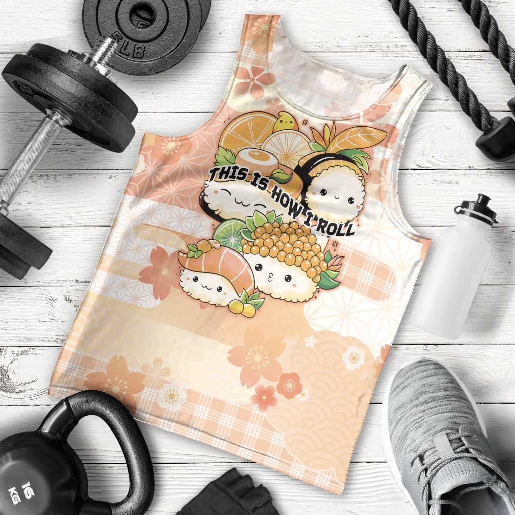 Personalized Japanese Kawaii Sushi Men Tank Top Peach Wagara Palaka This Is How I Roll LT9 - Polynesian Pride