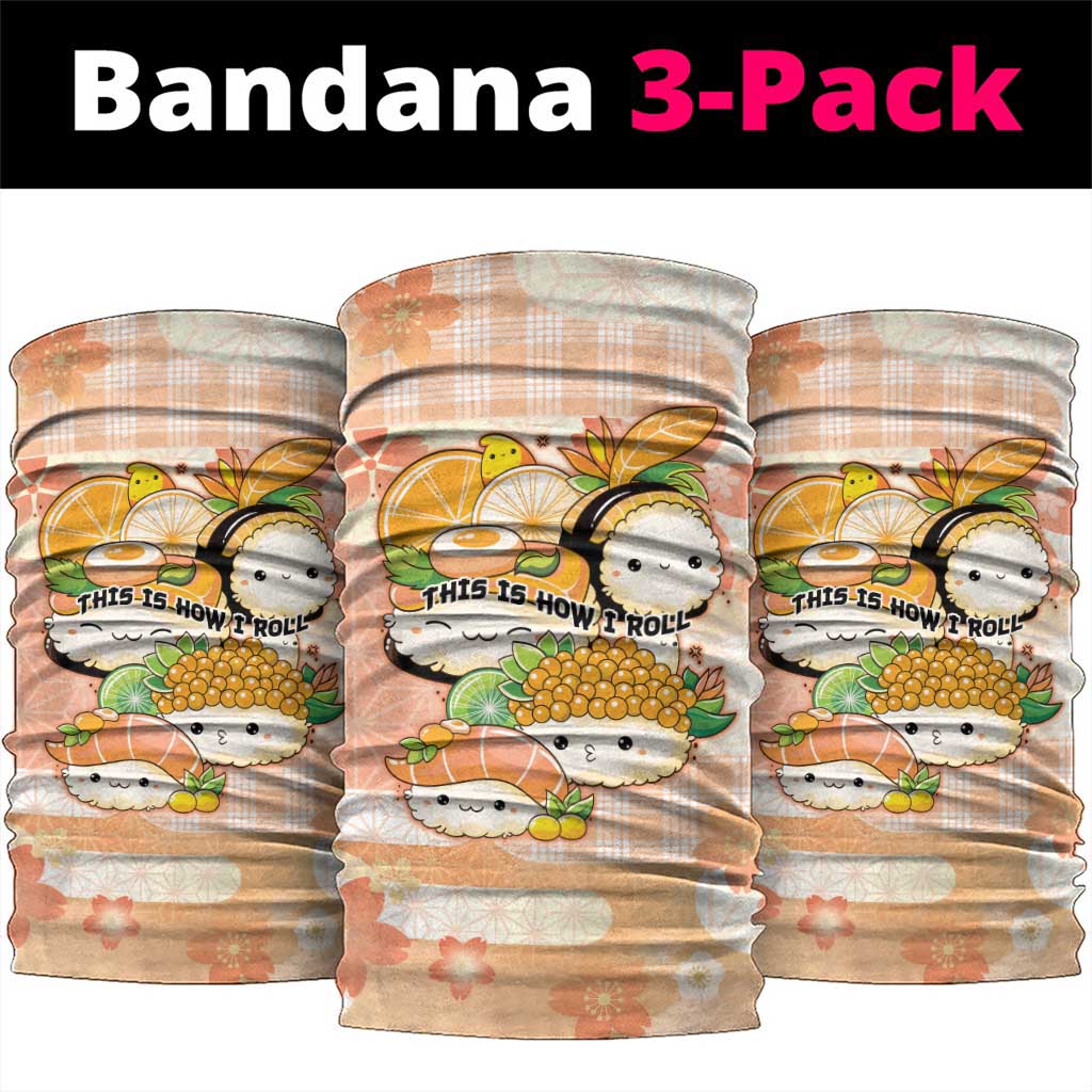 Japanese Kawaii Sushi Neck Gaiter Peach Wagara Palaka This Is How I Roll LT9 package One Size: 25*50cm Peach - Polynesian Pride