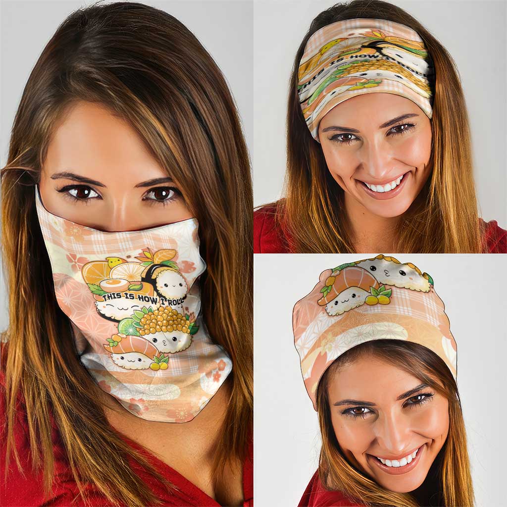 Japanese Kawaii Sushi Neck Gaiter Peach Wagara Palaka This Is How I Roll LT9 - Polynesian Pride