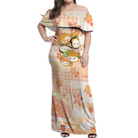 Personalized Japanese Kawaii Sushi Off Shoulder Maxi Dress Peach Wagara Palaka This Is How I Roll LT9 Women Peach - Polynesian Pride