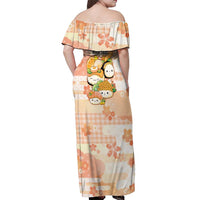 Personalized Japanese Kawaii Sushi Off Shoulder Maxi Dress Peach Wagara Palaka This Is How I Roll LT9 - Polynesian Pride