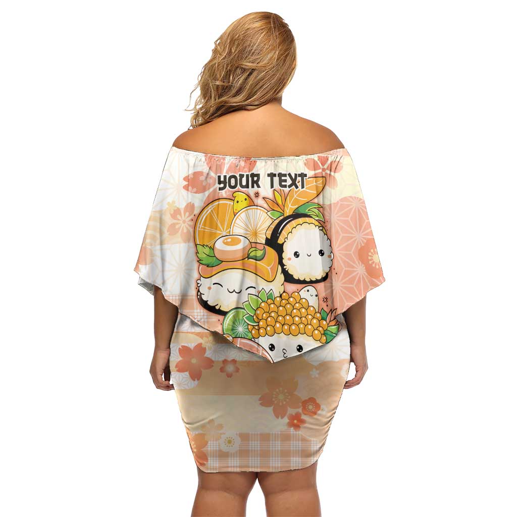 Personalized Japanese Kawaii Sushi Off Shoulder Short Dress Peach Wagara Palaka This Is How I Roll LT9 - Polynesian Pride