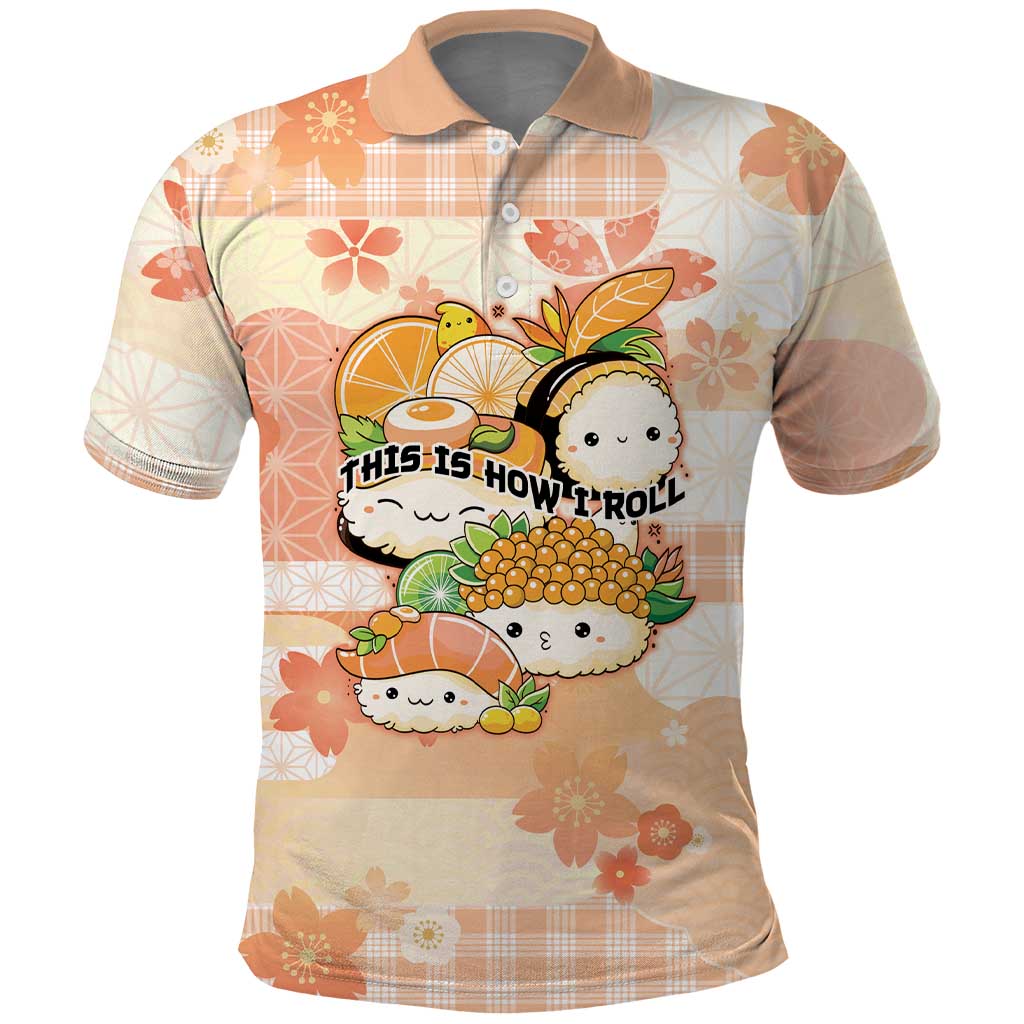 Personalized Japanese Kawaii Sushi Polo Shirt Peach Wagara Palaka This Is How I Roll LT9 Peach - Polynesian Pride