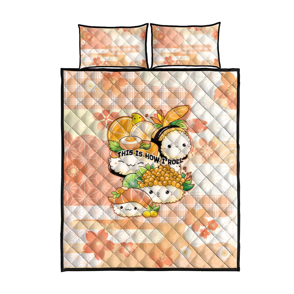 Japanese Kawaii Sushi Quilt Bed Set Peach Wagara Palaka This Is How I Roll LT9 - Polynesian Pride