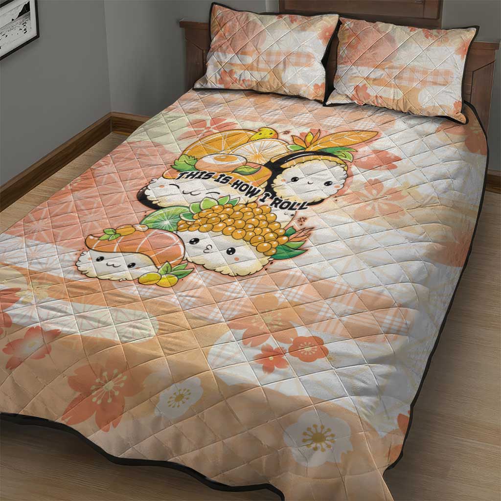 Japanese Kawaii Sushi Quilt Bed Set Peach Wagara Palaka This Is How I Roll LT9 - Polynesian Pride
