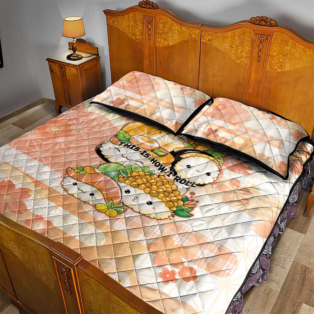 Japanese Kawaii Sushi Quilt Bed Set Peach Wagara Palaka This Is How I Roll LT9 - Polynesian Pride