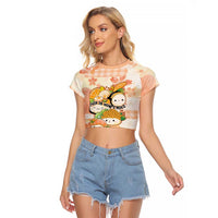Personalized Japanese Kawaii Sushi Raglan Cropped T Shirt Peach Wagara Palaka This Is How I Roll LT9 Female Peach - Polynesian Pride
