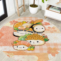 Japanese Kawaii Sushi Round Carpet Peach Wagara Palaka This Is How I Roll LT9 Peach - Polynesian Pride