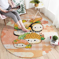 Japanese Kawaii Sushi Round Carpet Peach Wagara Palaka This Is How I Roll LT9 - Polynesian Pride