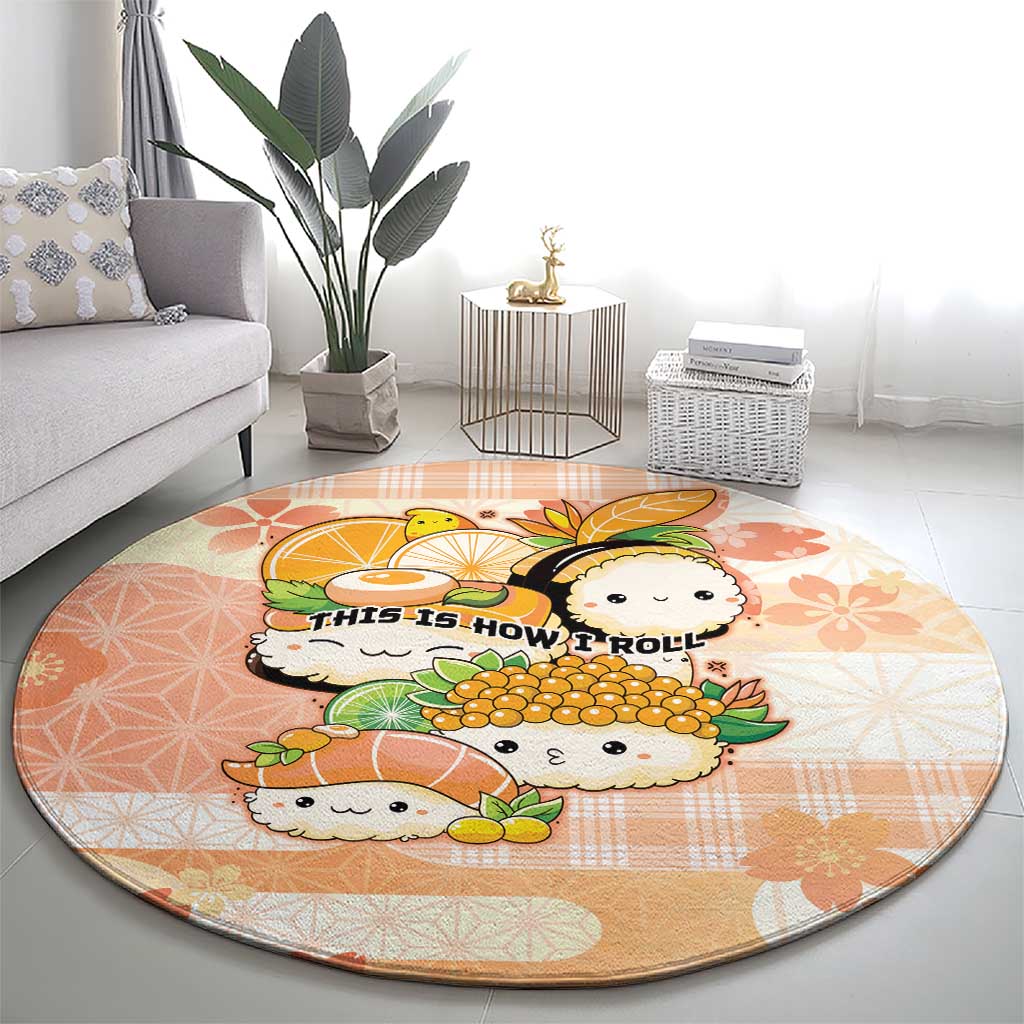 Japanese Kawaii Sushi Round Carpet Peach Wagara Palaka This Is How I Roll LT9 - Polynesian Pride