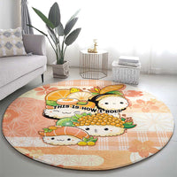 Japanese Kawaii Sushi Round Carpet Peach Wagara Palaka This Is How I Roll LT9 - Polynesian Pride