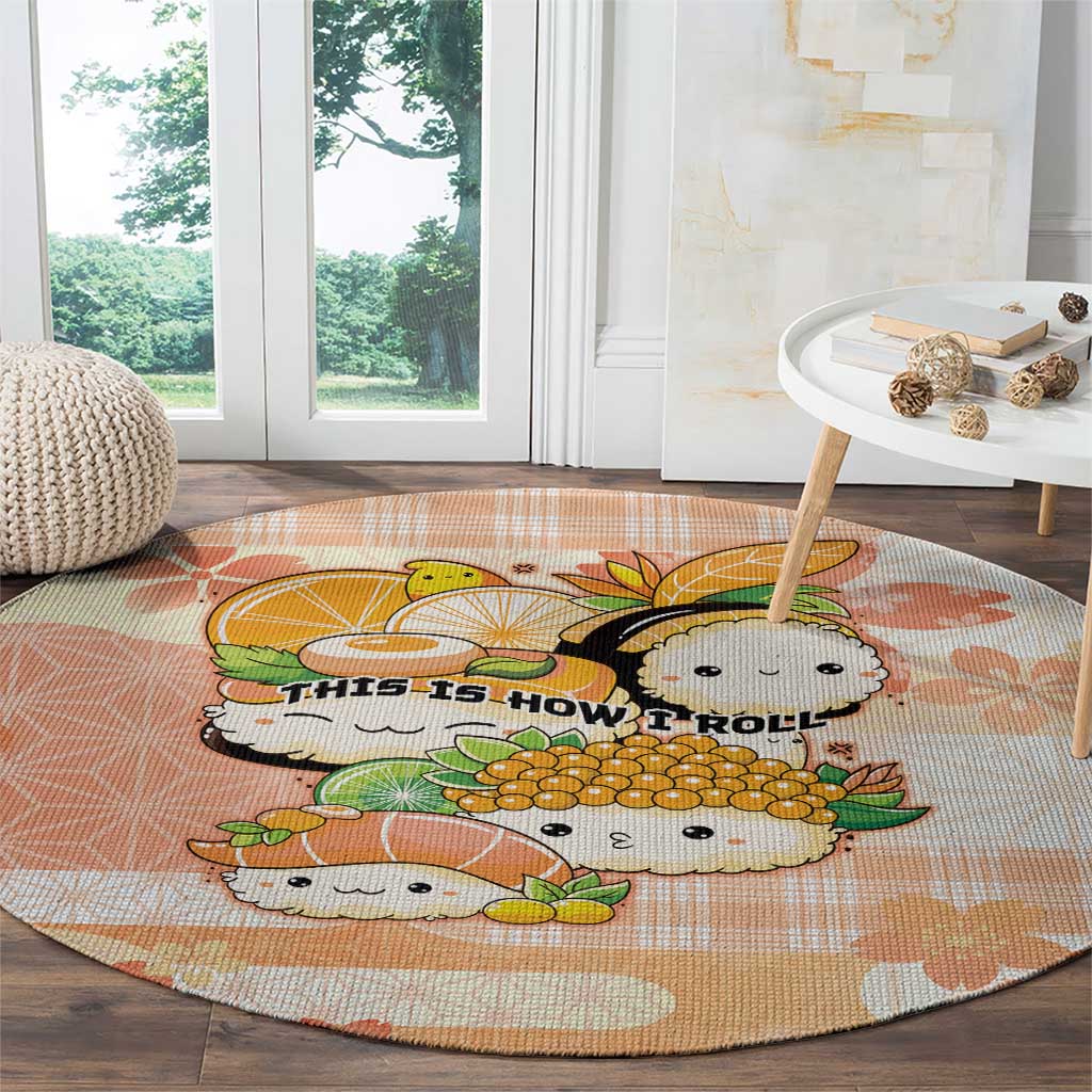 Japanese Kawaii Sushi Round Carpet Peach Wagara Palaka This Is How I Roll LT9 - Polynesian Pride