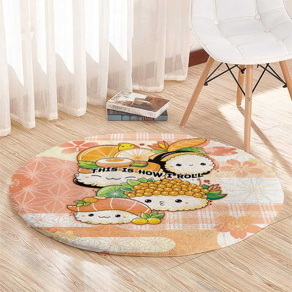 Japanese Kawaii Sushi Round Carpet Peach Wagara Palaka This Is How I Roll LT9 - Polynesian Pride