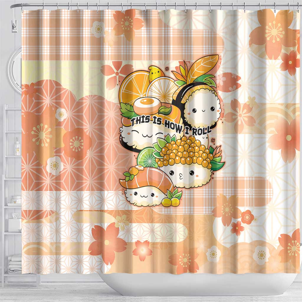Japanese Kawaii Sushi Shower Curtain Peach Wagara Palaka This Is How I Roll LT9 - Polynesian Pride