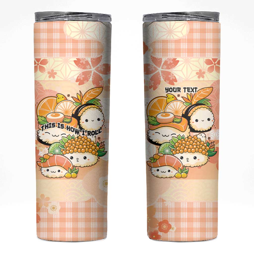 Personalized Japanese Kawaii Sushi Skinny Tumbler Peach Wagara Palaka This Is How I Roll LT9 Peach - Polynesian Pride