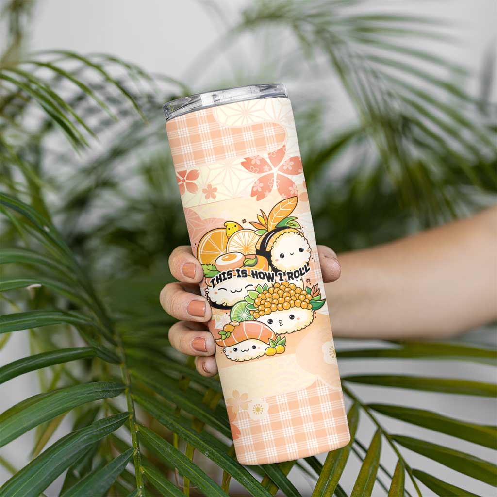 Personalized Japanese Kawaii Sushi Skinny Tumbler Peach Wagara Palaka This Is How I Roll LT9 - Polynesian Pride