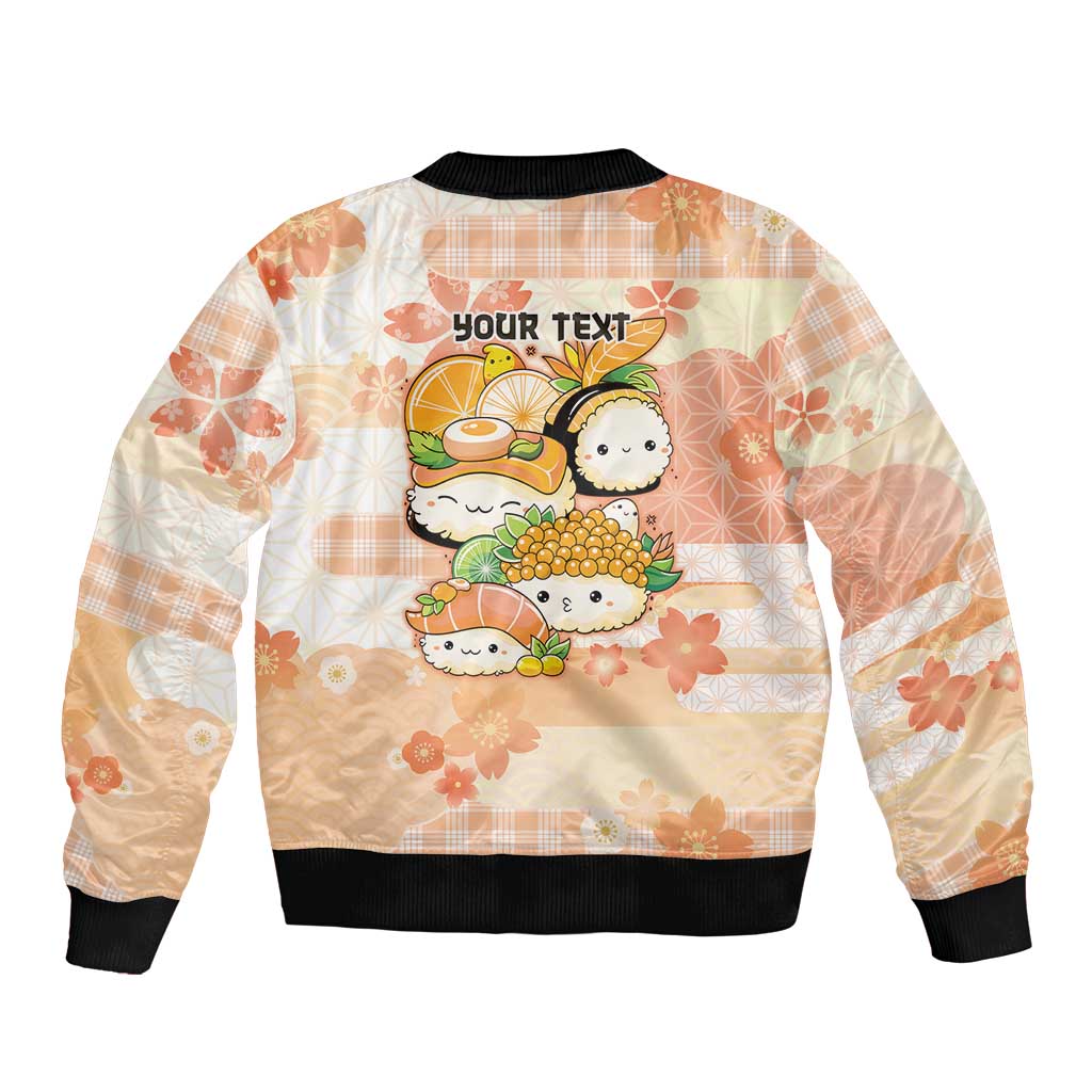 Personalized Japanese Kawaii Sushi Sleeve Zip Bomber Jacket Peach Wagara Palaka This Is How I Roll LT9 - Polynesian Pride