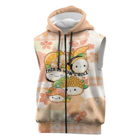 Personalized Japanese Kawaii Sushi Sleeveless Zip Hoodie Peach Wagara Palaka This Is How I Roll LT9 Peach - Polynesian Pride