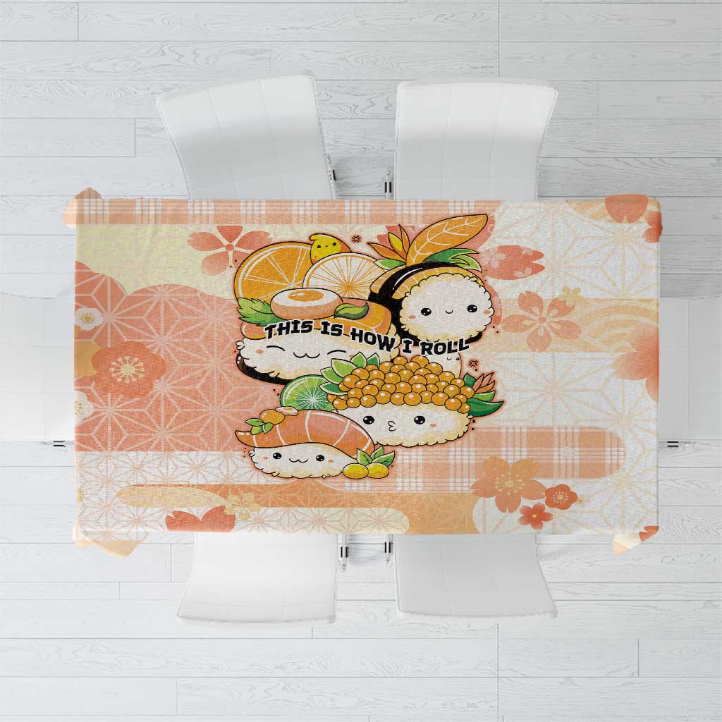 Japanese Kawaii Sushi Tablecloth Peach Wagara Palaka This Is How I Roll LT9 Peach - Polynesian Pride