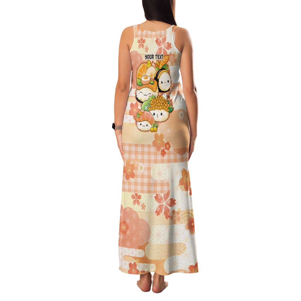 Personalized Japanese Kawaii Sushi Tank Maxi Dress Peach Wagara Palaka This Is How I Roll LT9 - Polynesian Pride
