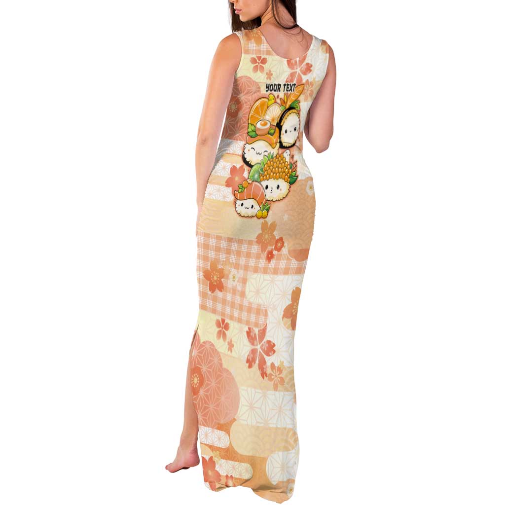 Personalized Japanese Kawaii Sushi Tank Maxi Dress Peach Wagara Palaka This Is How I Roll LT9 - Polynesian Pride