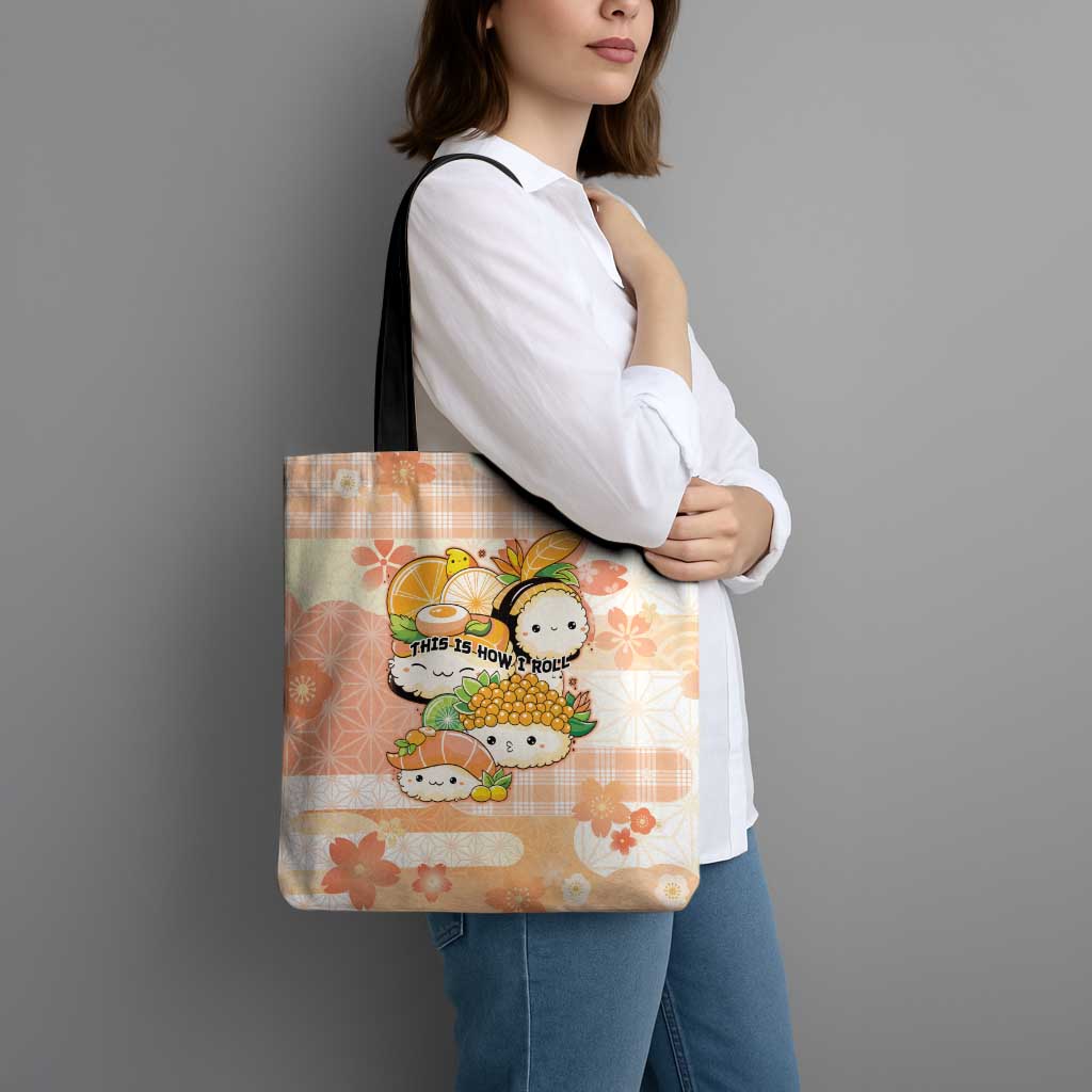 Japanese Kawaii Sushi Tote Bag Peach Wagara Palaka This Is How I Roll LT9 - Polynesian Pride