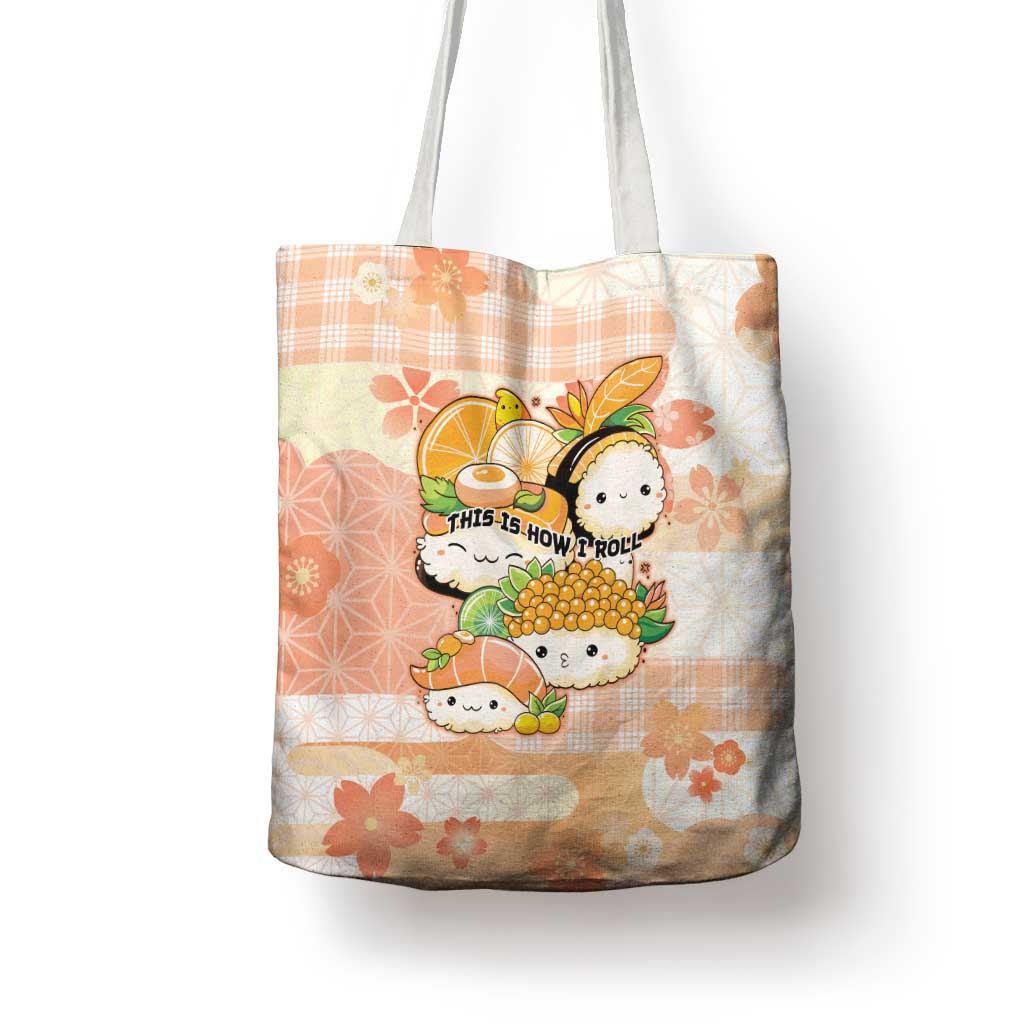Japanese Kawaii Sushi Tote Bag Peach Wagara Palaka This Is How I Roll LT9 - Polynesian Pride