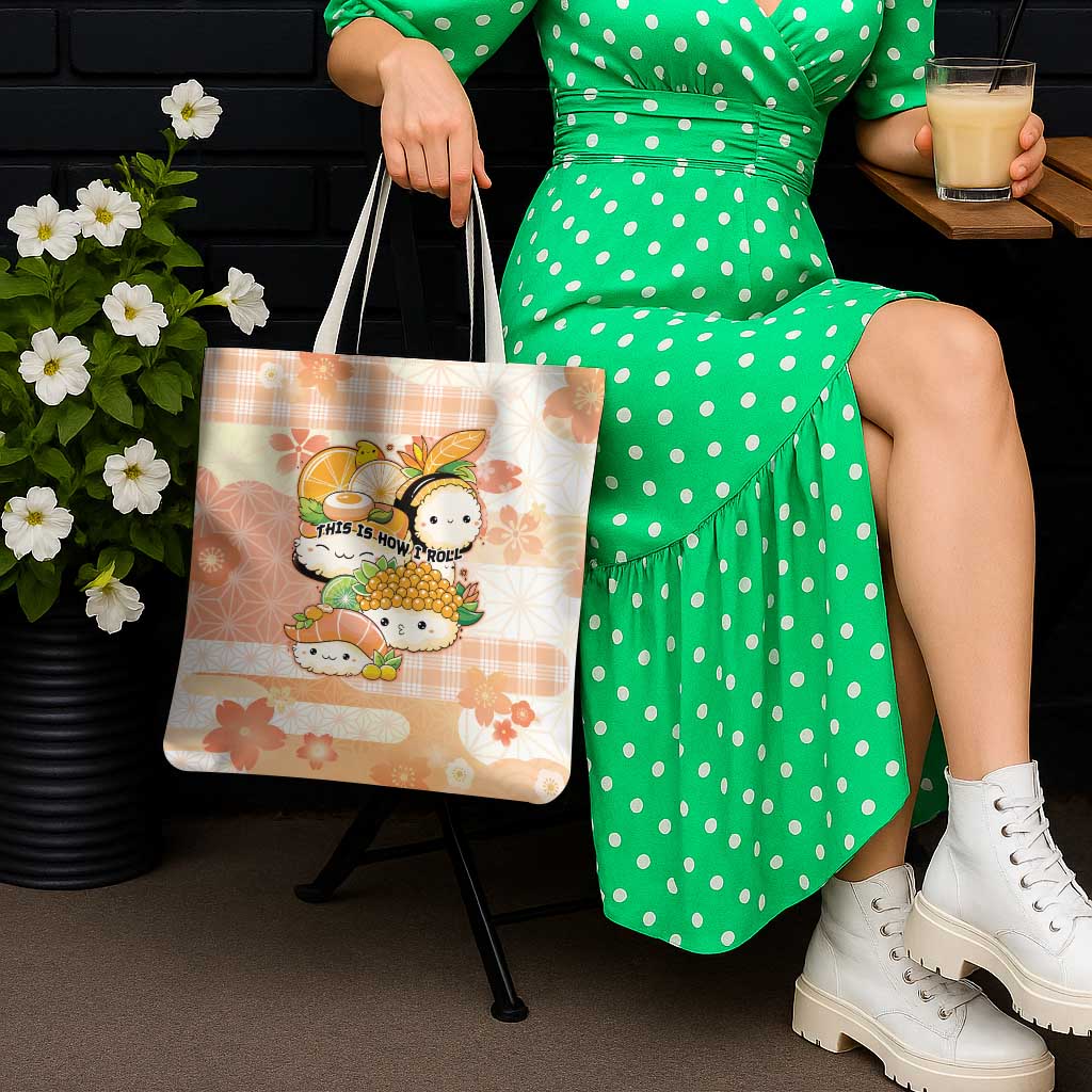 Japanese Kawaii Sushi Tote Bag Peach Wagara Palaka This Is How I Roll LT9 - Polynesian Pride