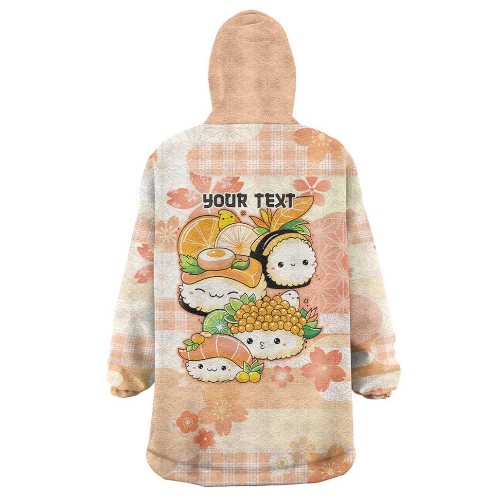 Personalized Japanese Kawaii Sushi Wearable Blanket Hoodie Peach Wagara Palaka This Is How I Roll LT9 - Polynesian Pride