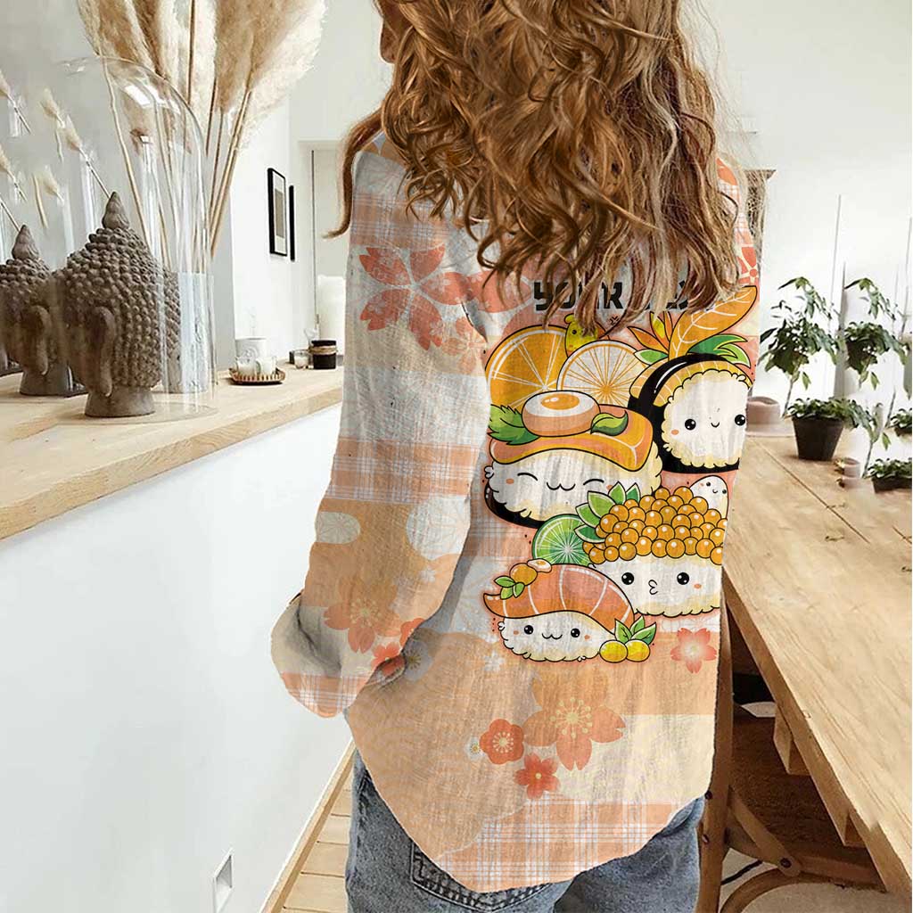 Personalized Japanese Kawaii Sushi Women Casual Shirt Peach Wagara Palaka This Is How I Roll LT9 - Polynesian Pride