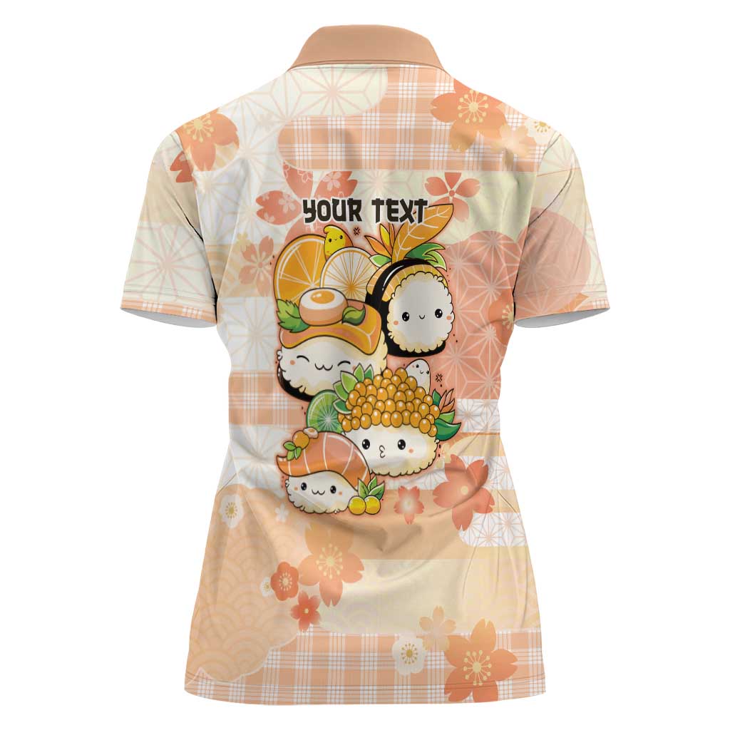 Personalized Japanese Kawaii Sushi Women Polo Shirt Peach Wagara Palaka This Is How I Roll LT9 - Polynesian Pride
