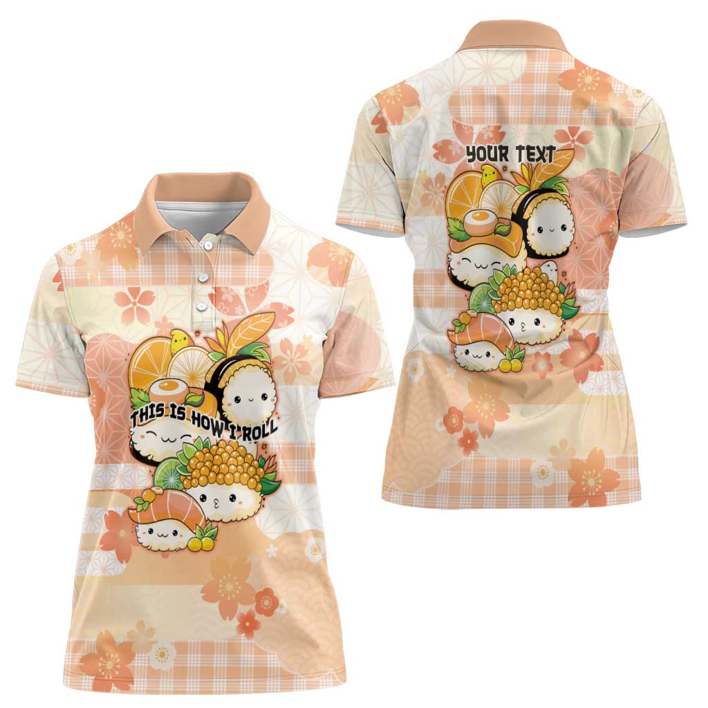 Personalized Japanese Kawaii Sushi Women Polo Shirt Peach Wagara Palaka This Is How I Roll LT9 - Polynesian Pride