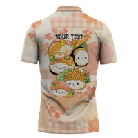 Personalized Japanese Kawaii Sushi Zipper Polo Shirt Peach Wagara Palaka This Is How I Roll LT9 - Polynesian Pride