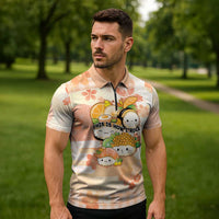Personalized Japanese Kawaii Sushi Zipper Polo Shirt Peach Wagara Palaka This Is How I Roll LT9 - Polynesian Pride