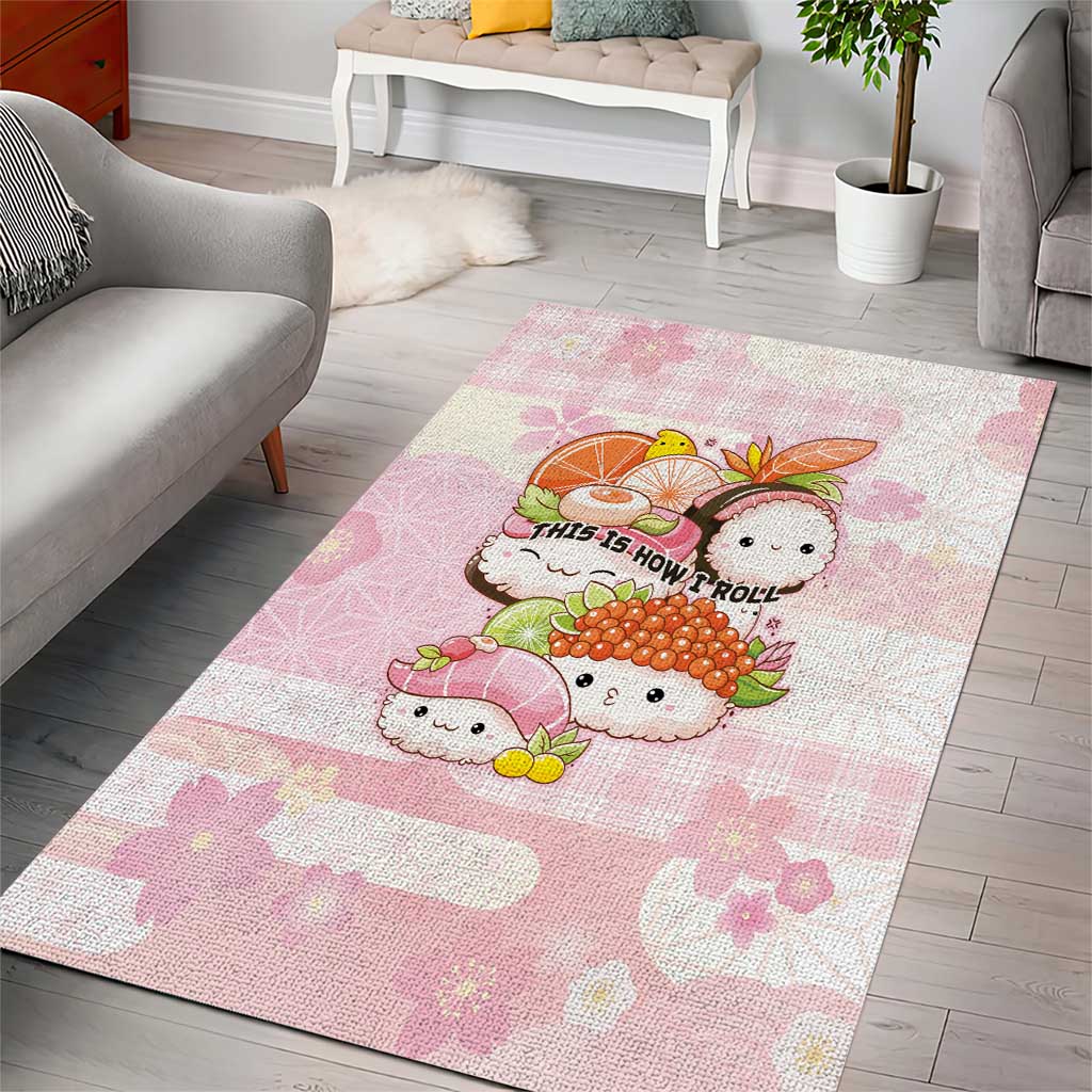 Japanese Kawaii Sushi Area Rug Pink Wagara Palaka This Is How I Roll LT9 - Polynesian Pride