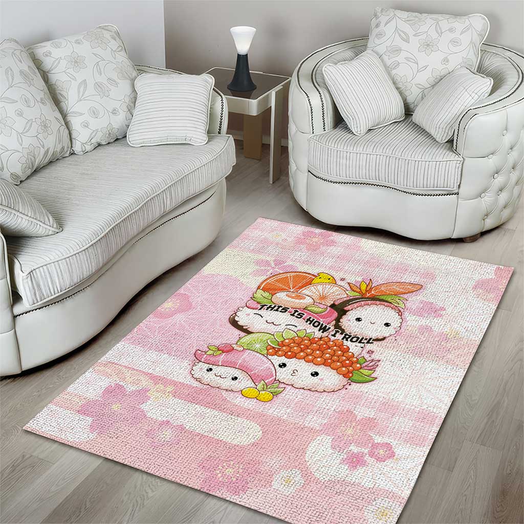 Japanese Kawaii Sushi Area Rug Pink Wagara Palaka This Is How I Roll LT9 - Polynesian Pride