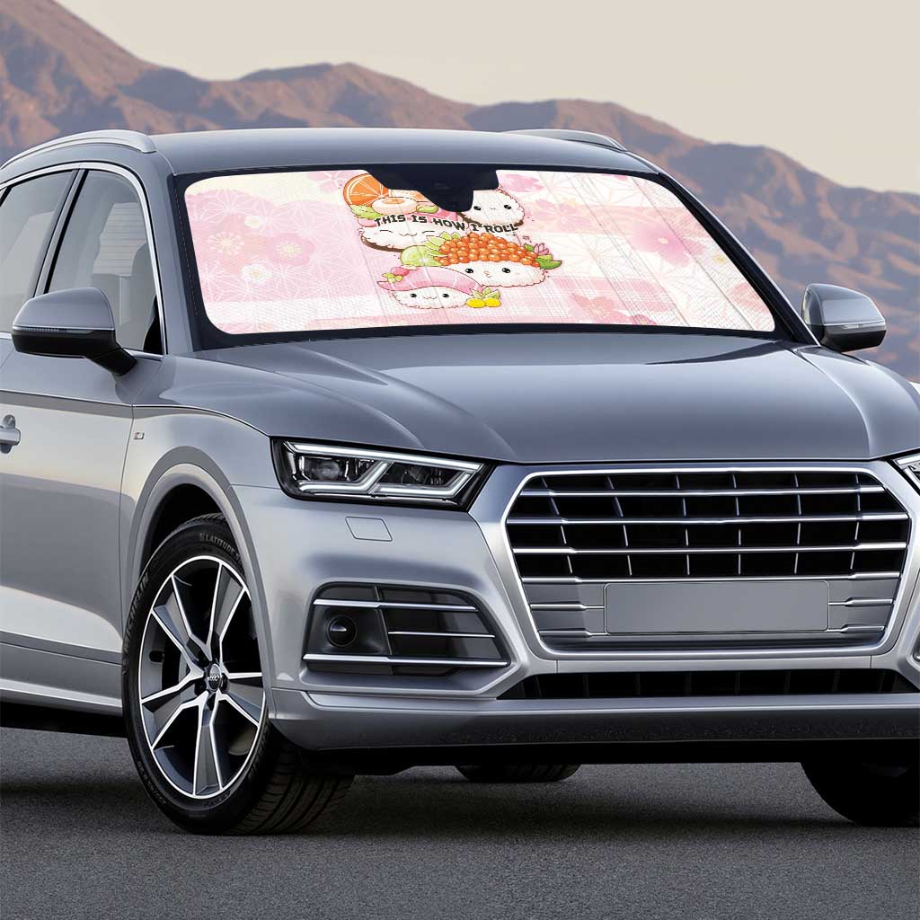 Japanese Kawaii Sushi Auto Sun Shade Pink Wagara Palaka This Is How I Roll LT9 - Polynesian Pride
