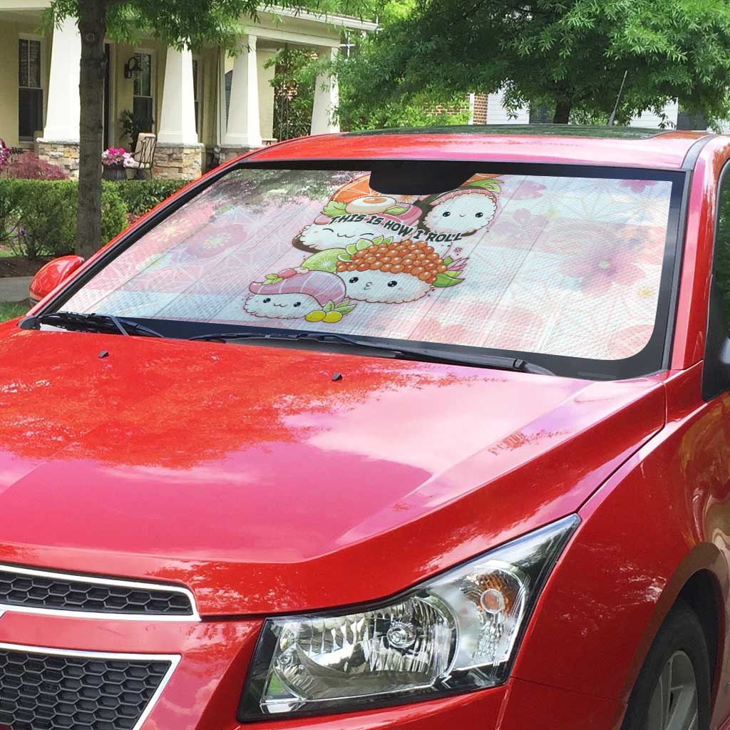 Japanese Kawaii Sushi Auto Sun Shade Pink Wagara Palaka This Is How I Roll LT9 - Polynesian Pride