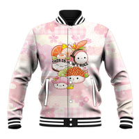 Personalized Japanese Kawaii Sushi Baseball Jacket Pink Wagara Palaka This Is How I Roll LT9 Unisex Pink - Polynesian Pride