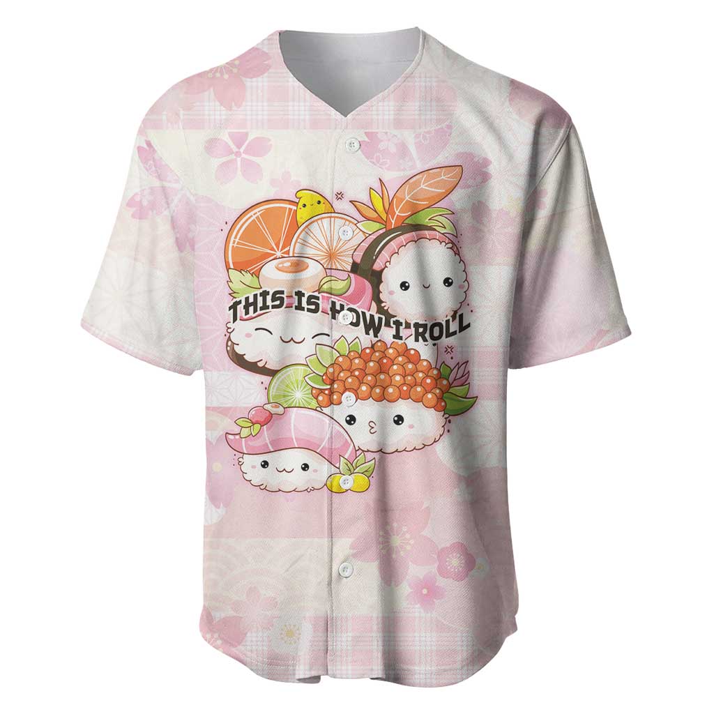 Personalized Japanese Kawaii Sushi Baseball Jersey Pink Wagara Palaka This Is How I Roll LT9 Pink - Polynesian Pride