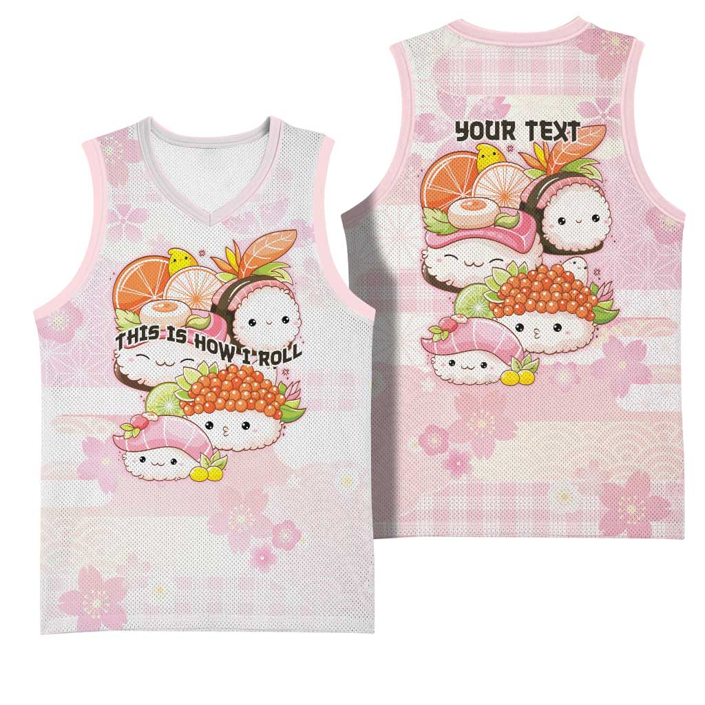 Personalized Japanese Kawaii Sushi Basketball Jersey Pink Wagara Palaka This Is How I Roll