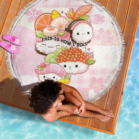 Japanese Kawaii Sushi Beach Blanket Pink Wagara Palaka This Is How I Roll LT9 - Polynesian Pride