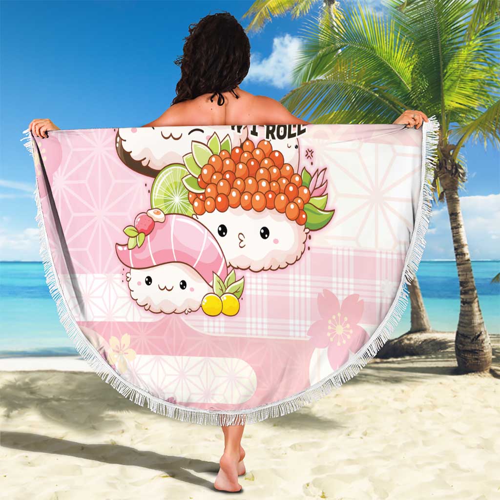 Japanese Kawaii Sushi Beach Blanket Pink Wagara Palaka This Is How I Roll LT9 - Polynesian Pride