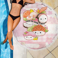 Japanese Kawaii Sushi Beach Blanket Pink Wagara Palaka This Is How I Roll LT9 - Polynesian Pride