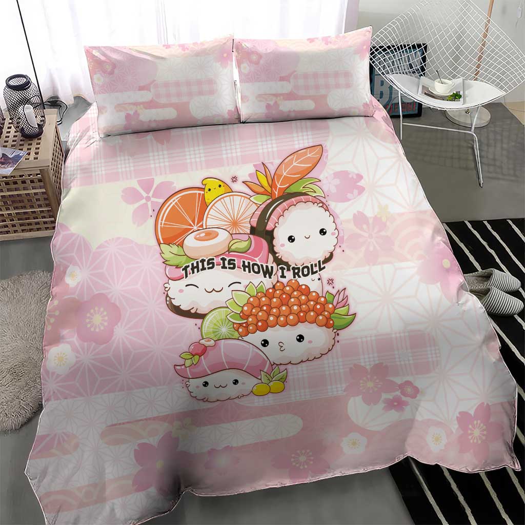 Japanese Kawaii Sushi Bedding Set Pink Wagara Palaka This Is How I Roll LT9 - Polynesian Pride