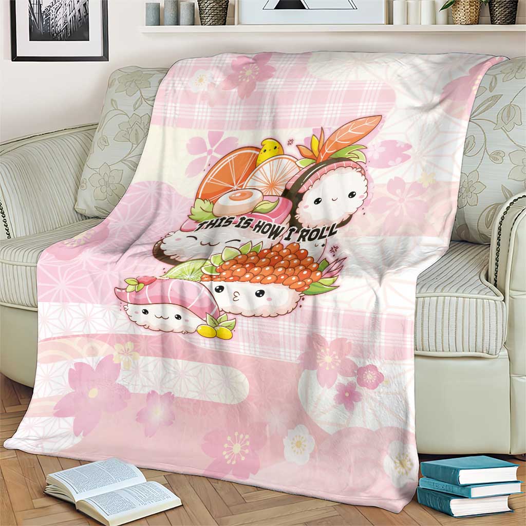 Japanese Kawaii Sushi Blanket Pink Wagara Palaka This Is How I Roll LT9 - Polynesian Pride
